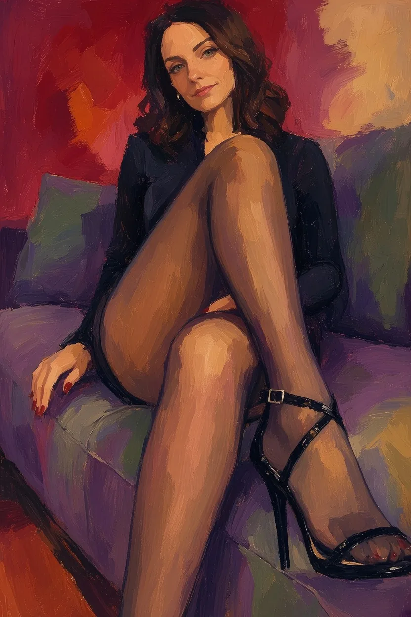 Peinture d'après un Reel de @sosophsuieme9958, dont le texte à l'écran dit « 1983, 43 ans, célibataire, divorcée, sans enfants. Et toi ? ».